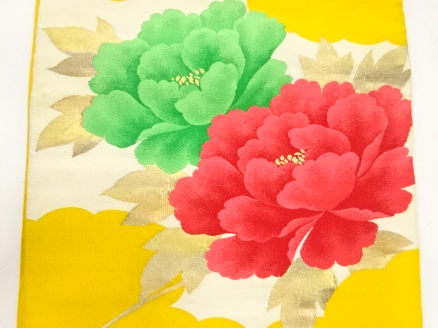 アンティーク　綴れ牡丹模様織出し名古屋帯